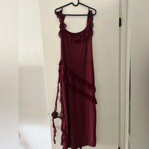 Elegant Burgundy Ruffle Dress